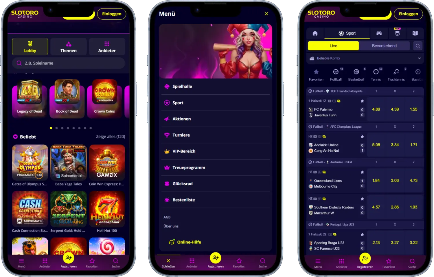 Slotoro Online Casino auf dem Smartphone